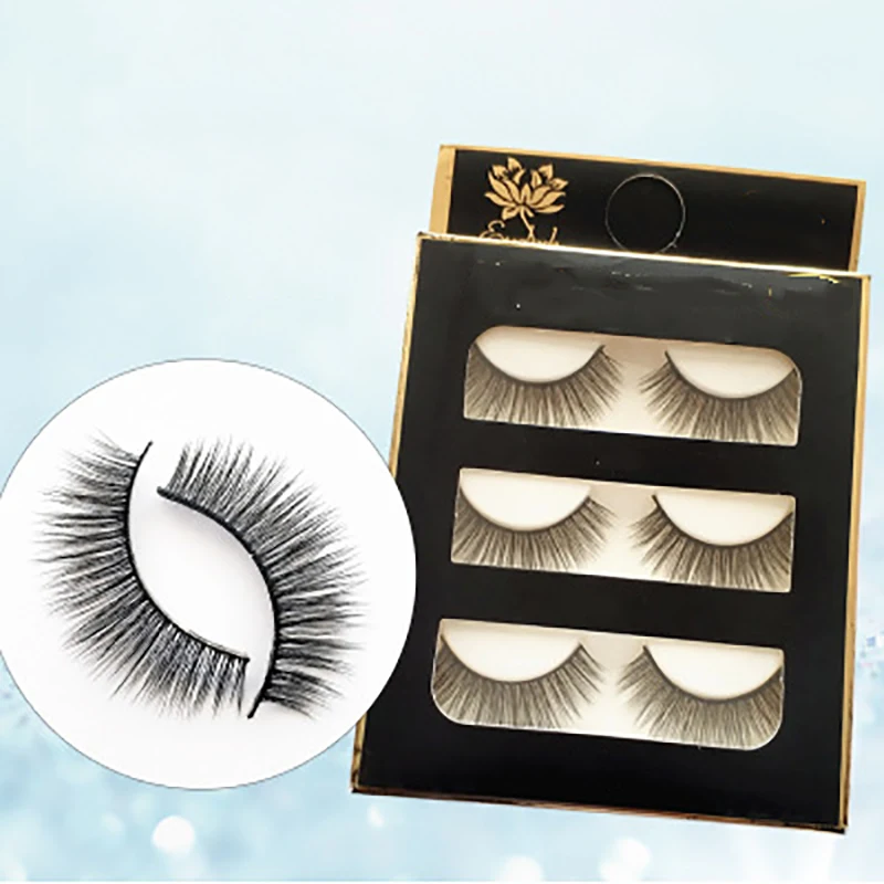

3 Pairs Natural False Eyelashes Beauty Make Up Thick Cross Voluminous Messy Style Eye Lashes Extension Women Fashion Makeup Tool