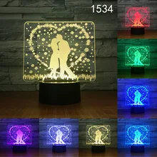 2019 New Valentine's Day Romantic Gift 3D Night Light LED Table Lamp Illusion Light 7/16 Colors Changing Mood Lamp lover gift gift valentine s day beautiful autism calming sensory led light lamp multicolour fibre optic ice relax changing