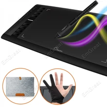 Cheapest Parblo A610 Digital Graphics Drawing Tablet w/Rechargeable Pen Grafico 5080LPI + Wool Felt Liner Bag Cover + Glove as Gift