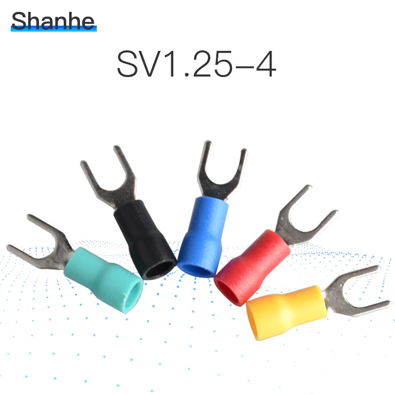 SV1.25-4 Furcate Вилка Лопата 22~ 16AWG провода обжимной прессованные клеммы кабель провода разъем 100 шт