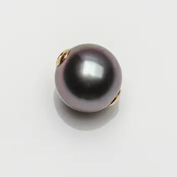 

Free Shipping 10.9mm Round Green Purple Real Tahitian Cultured Pearl Pendant 18k Yellow Gold