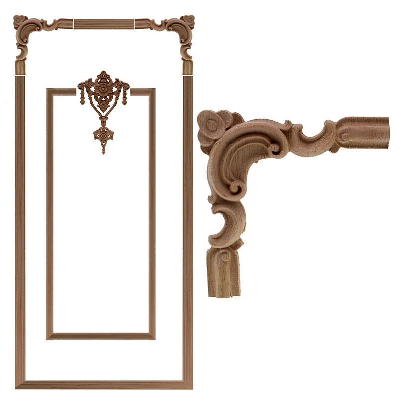 

VZLX Home Wedding Decoration Accessories Furniture Appliques Wood Carving Corner Wooden Decor Frame Wall Door Woodcarving Decal