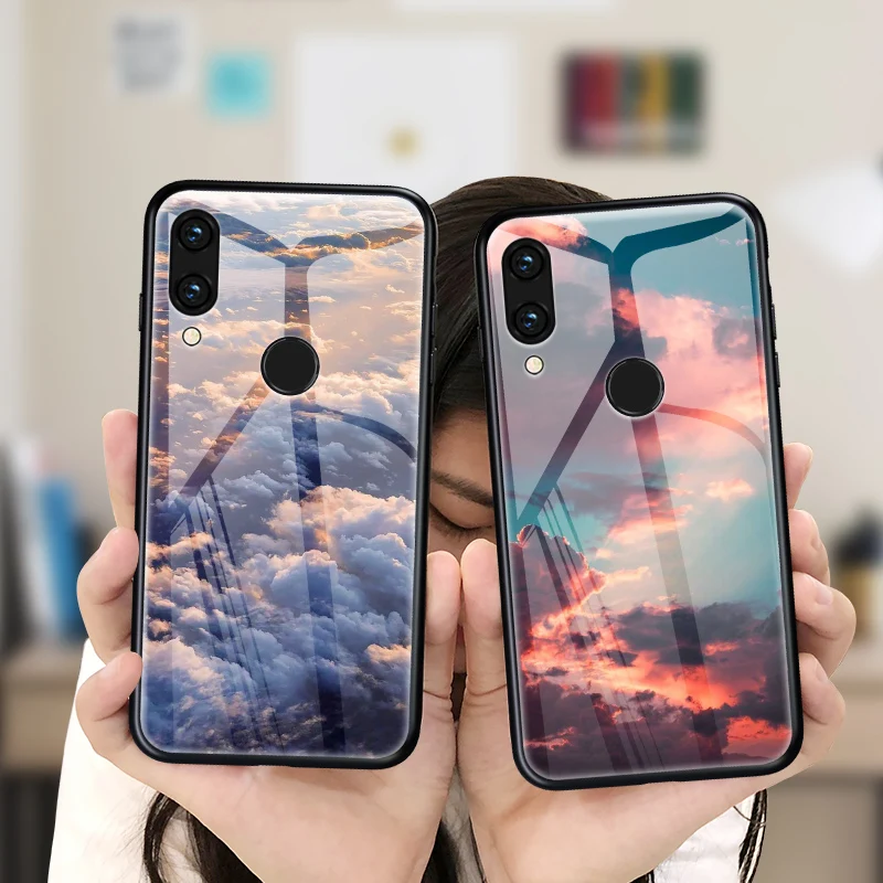 

Zerrul Tempered Glass Phone Case For Redmi Note 7 5 Pro Redmi 6 6A Pro A2 Lite 7 5 Plus Luxury Cloud Sea Back Cover