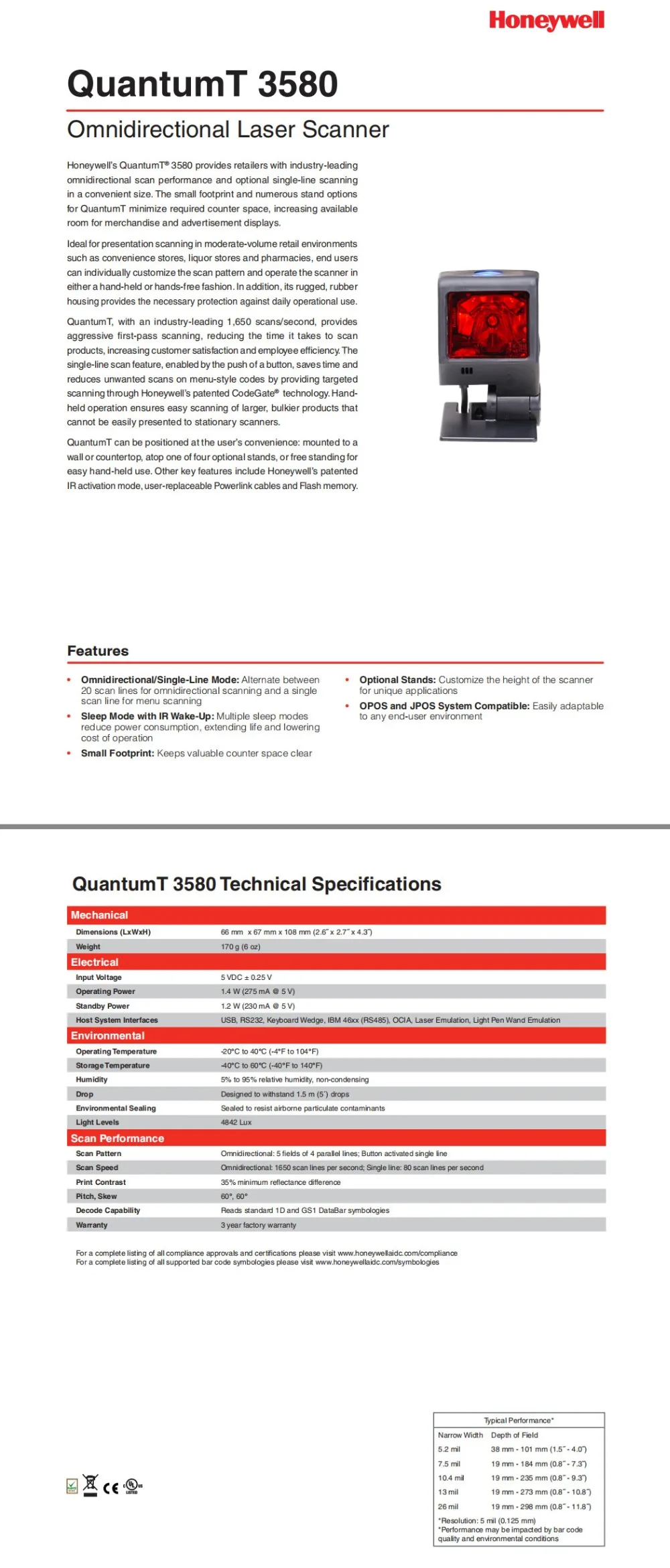 Honeywell QuantumT 3580
