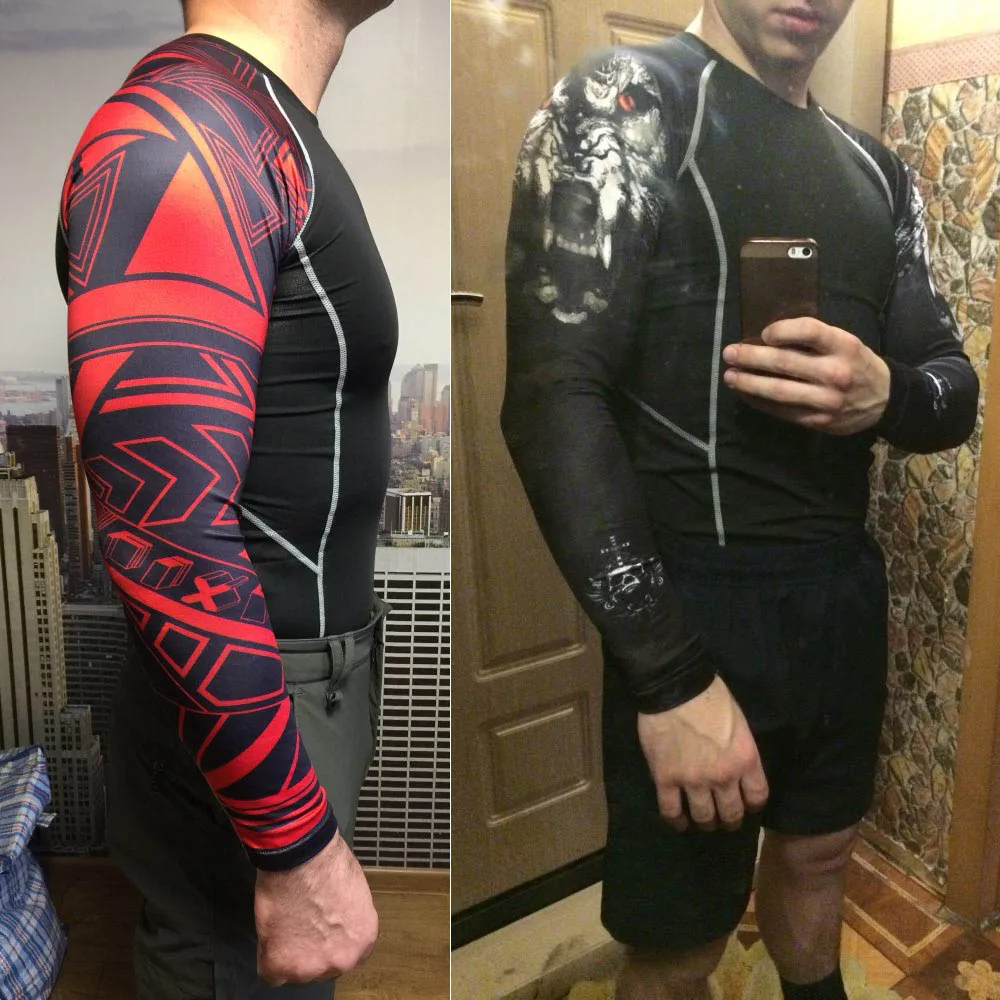 Wolf 3D Printed tshirt Compression Tights Men Fitness Running Shirt Breathable Long Sleeve Sport Rashgard Gym Cycling Clothing
