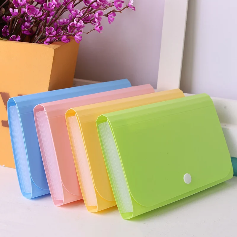 Plastic Candy Color A6 File Folder Small Document Bags Expanding Wallet