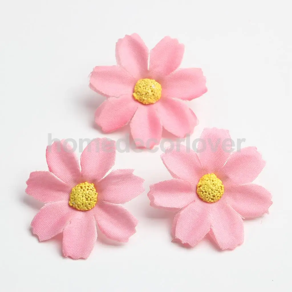 50pcs 4cm Silk Flower Daisies Flower Heads for Wedding/Car/Spring/Home/Garden Decoration Wreath DIY Floral Arts and Crafts