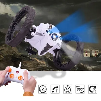 

RC Cars Toys 2.4G remote control 360 degrees rotation bouncing stunt rollover one-click jump buggy children spring shockproof