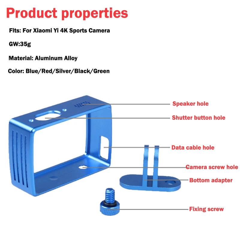 Xiaoyi 4K Спортивная камера металлическая рамка алюминиевый сплав защитная рамка чехол Корпус для Xiaomi 2 Yi 4K Аксессуары для экшн-камеры