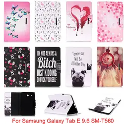 Для Samsung Galaxy Tab E 9.6 T560 t561 sm-t560 чехол Cute Пёс из мультфильма Любовь Череп Folio искусственная кожа протектор задняя крышка капа dp00e
