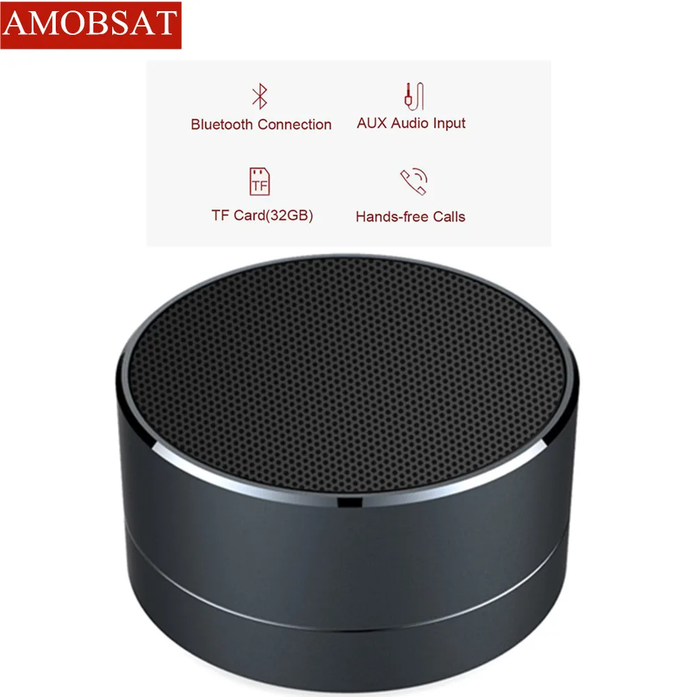 

AMOBSAT A10 Portable Bluetooth Wireless Speaker with MIC Handfree Call LED Light TF Card CNC Mini Speaker For Samsung PC iPhone