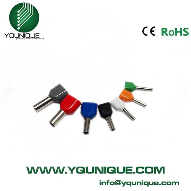 

100/500 PK 2*4.0~2*16.0mm2 Bootlace Terminal Tubular Double Card End Terminal Dual Wire Ferrules