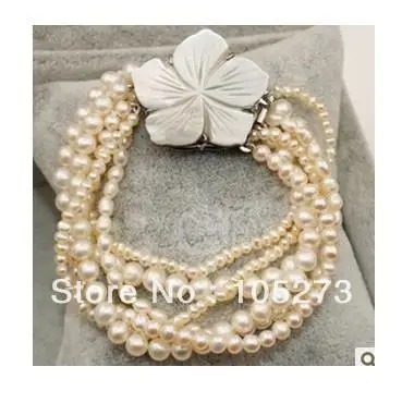 New Arriver Pearl Jewelry White Color Natural Freshwater Pearl Bracelet 4-8m 8