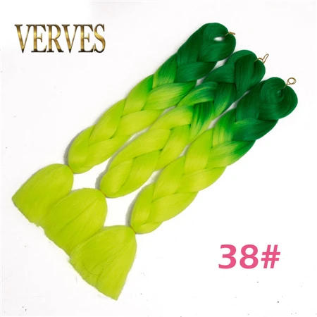 #99 VERVES, Омбре, плетение волос, 100 г/шт., 24 дюйма, 1 шт., синтетический, три, два тона, тепловое волокно, вязанное крючком, огромные косы, наращивание волос - Цвет: #99