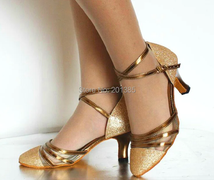 

Wholesale Gold Glitter Closed Toe Ballroom Dance Shoe Salsa Tango Dance Shoes Sale ALL Size