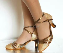 Wholesale Gold Glitter Closed Toe Ballroom Dance Shoe Salsa Tango Dance Shoes Sale ALL Size