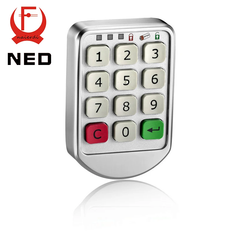 NAIERDI-906, серебристый металл, цифровой электронный пароль, интеллектуальный замок, клавиатура, номер шкафа, код, замки для сауны, резервный источник питания - Цвет: Metal Panel