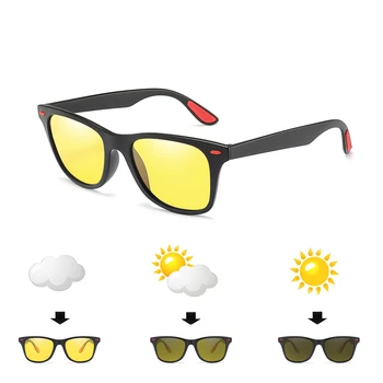 

Top Quality Polarized Photochromic Sunglasses with Case Women Square Sun Glasses Men Night Vision UV400 Driving Goggles