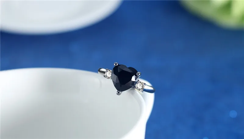 Love Black Heart Shaped Crown Ring Black Gold Filled Cubic Zirconia Rings For Women Wedding Anniversary Jewelry Anel Gifts dm103 (7)