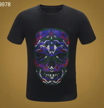 

2019 high quality men top tshirt with Diamond stone Luxurious design 100% cotton man tshirt