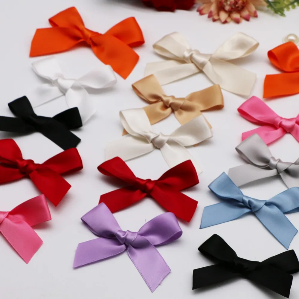 

50Pcs Handmade Mini Satin Ribbon Flowers DIY Bows Ribbon Bowknot For Packaging Craft Wedding Birthday Party Decoration
