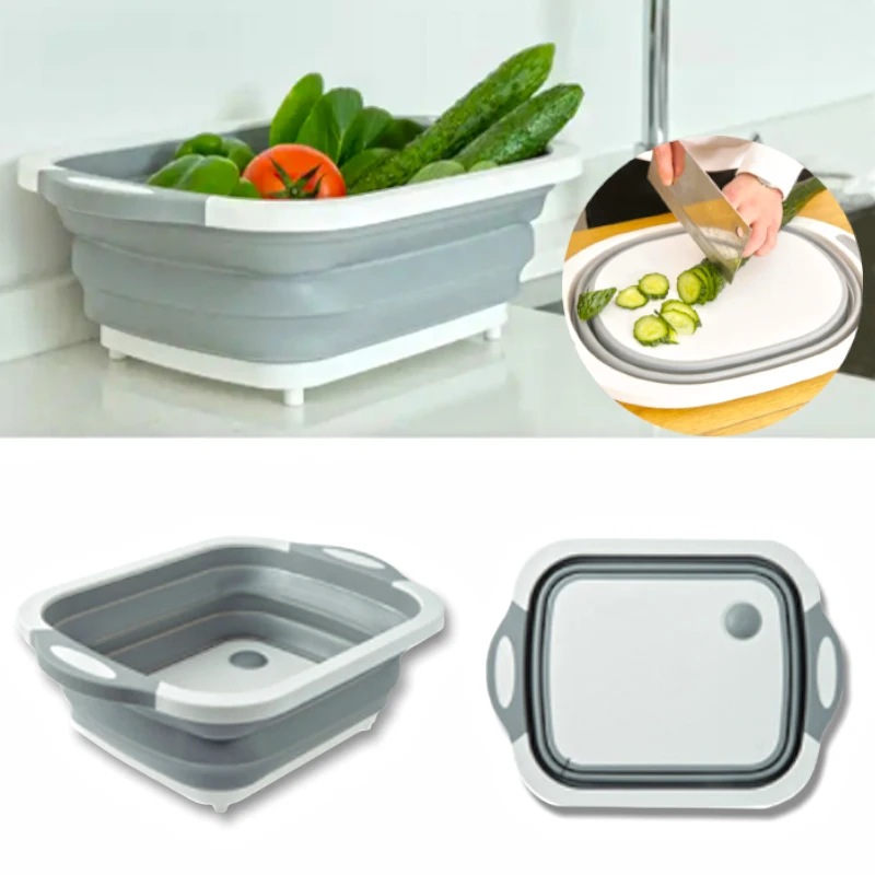 Кухонная разделочная доска, складная тарелка, складывающаяся разделочная доска, фильтр для мытья, сушилка, корзина для овощей, 3в1, MULTI-BOARD, 35