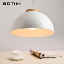E27 ペンダントライト モダンラウンド ホワイト木製ダイニング軽金属ランプシェード吊りランプ鉄サスペンション照明