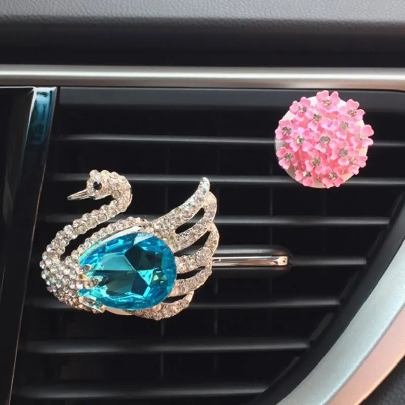 

Dzanken Crystal Swan Shaped Air Freshener Lavender Ocean Juicy Peach Lemon Ventilation Clip for Car & Air Vent& Perfume