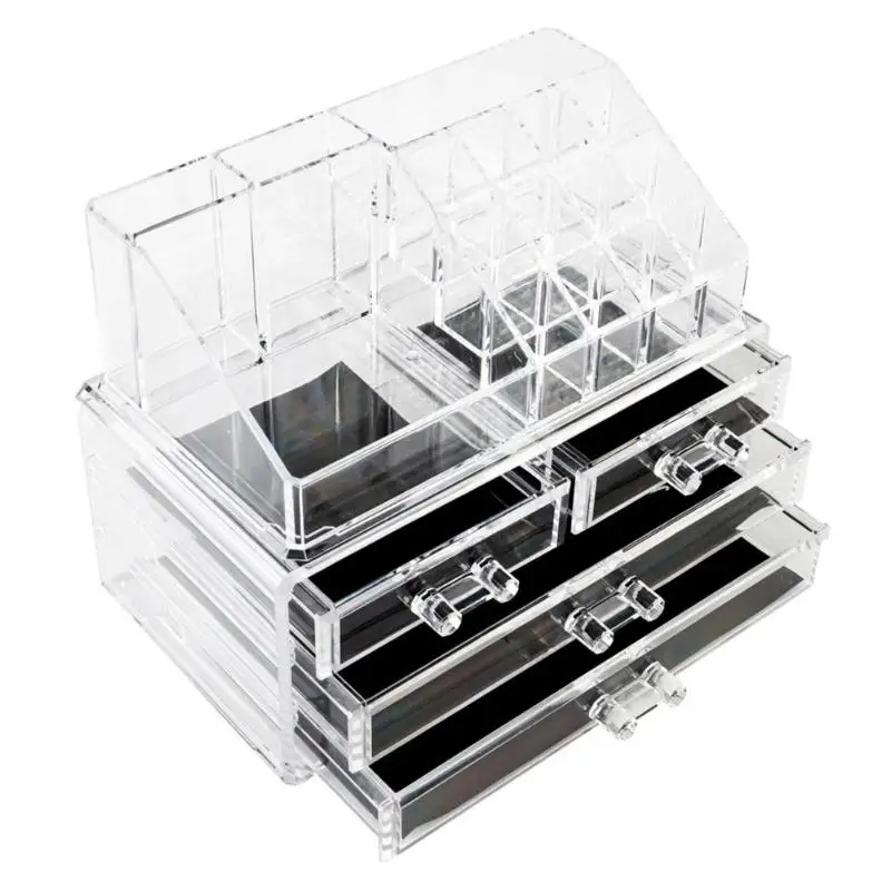 

1PC Transparent Acrylic Makeup Storage Shelf Cosmetics Brush Eyeshadow Pencil Lipstick Display Storage Rack with 4 Drawers