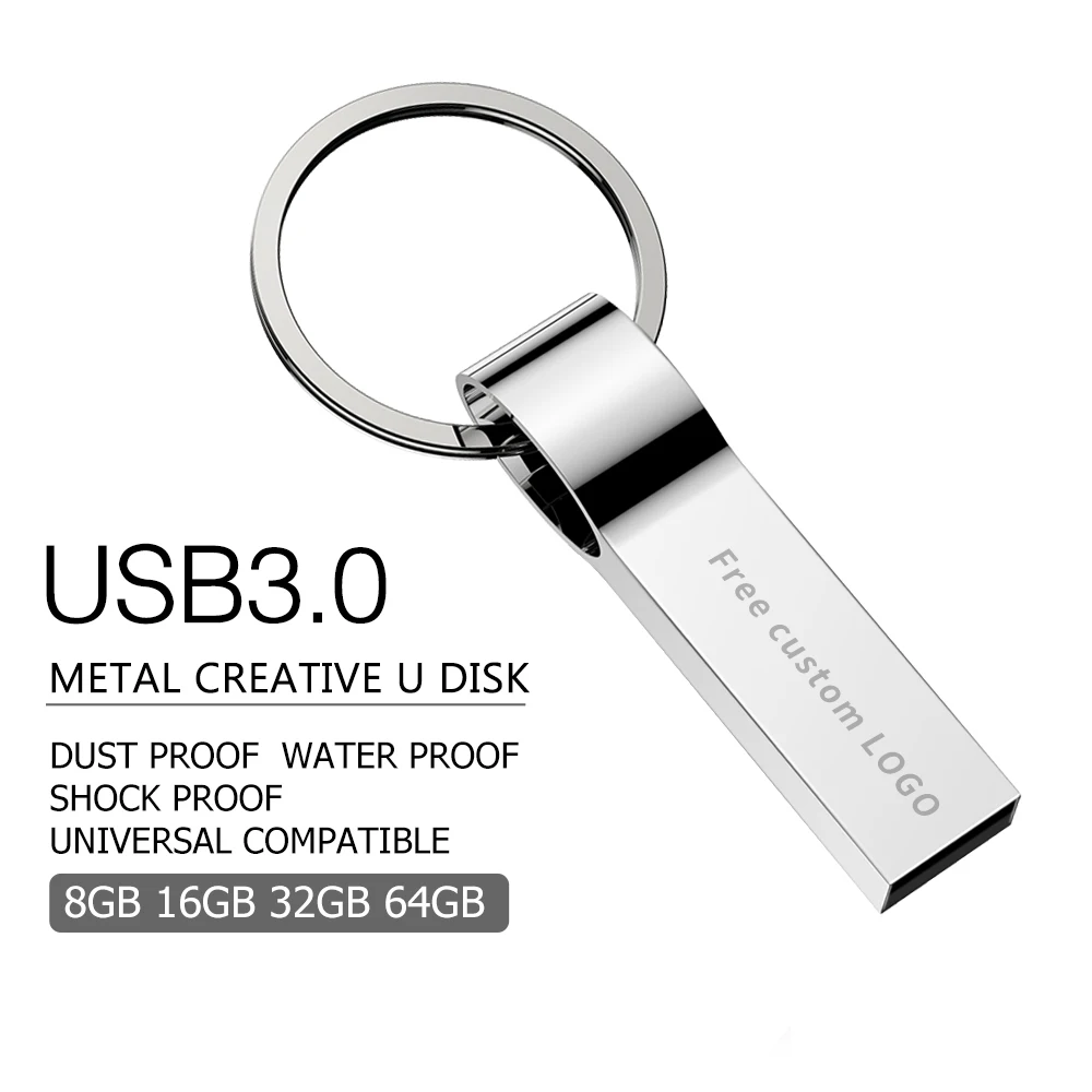 Usb флеш-накопитель 32 ГБ, высокоскоростной флеш-накопитель 3,0, 4 ГБ, 8 ГБ, 16 ГБ, 32 ГБ, 64 ГБ, 128 ГБ, флеш-карта памяти, серебристая металлическая Флешка с логотипом под заказ