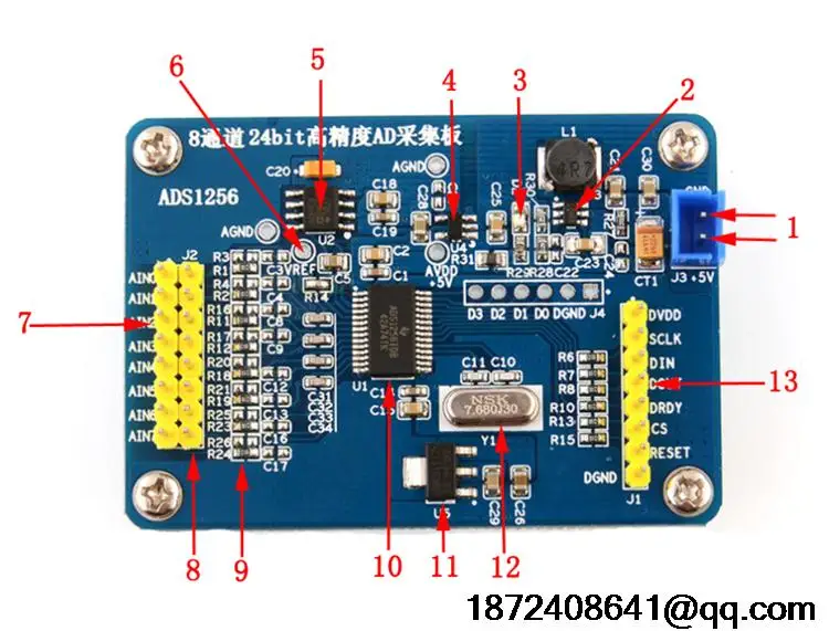 Обновленная версия была продана в количестве ADS1256 24-битный АЦП AD модули с Высокая точность АЦП для отбора проб сбора данных карты