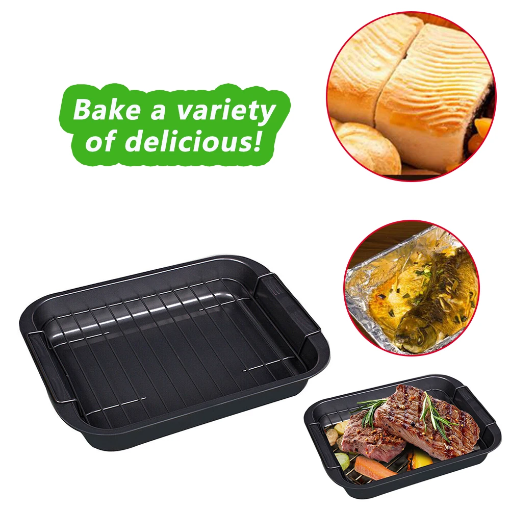 

37*27.7*6cm Large Size Baking Pan With Iron Bracket Durable Non Stick Cookie Sheet Steel Oven Easy Clean Tray 3