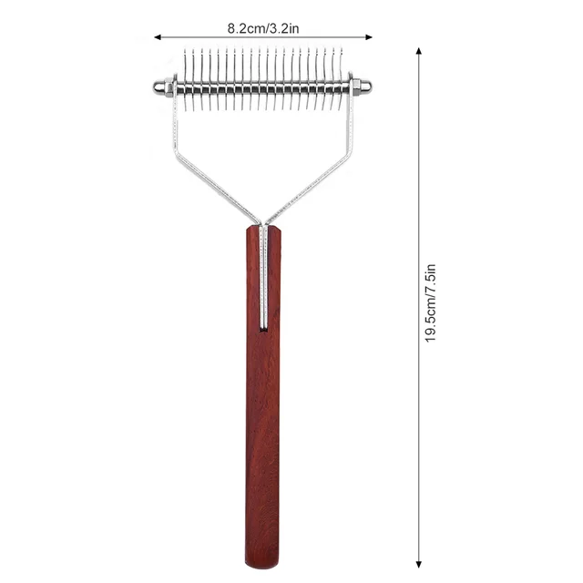 Petacc Anti-slip Wooden Handle Hair Brushes Combs Pet Groomer Comb Rake Dual Sided Hair Brush Remover Puppy Kitten Grooming Tool