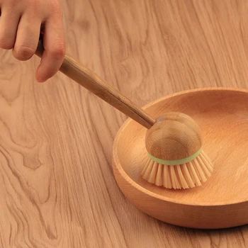 New Bamboo Dish Brush Multifunction Kitchen Cleaning Tools Dish Brush with Bamboo Handle All-Purpose Scrub Dishwasher 4