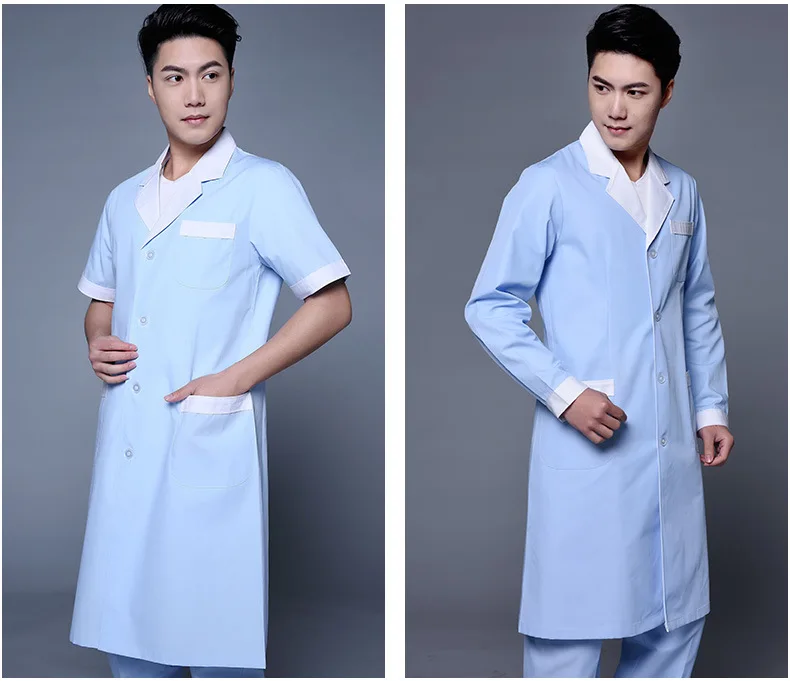 Женская белая синяя медицинская Больничная униформа для медсестры, одежда для работы в клинике, с коротким рукавом, медицинский Халат