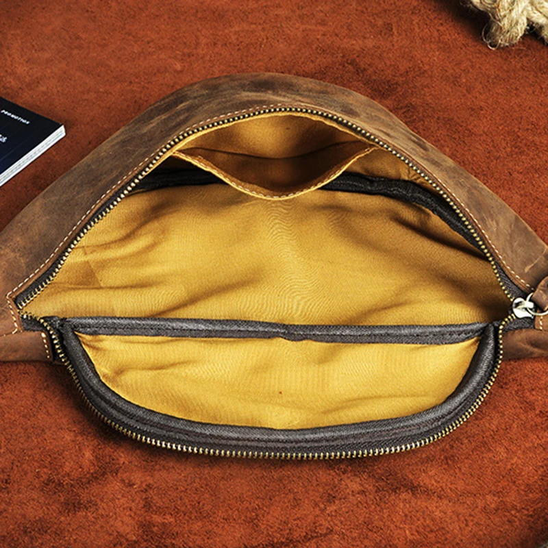 Натуральная кожа, мужская сумка, поясная, нагрудная, через плечо, Crazy Horse, Воловья кожа, кошелек, 7 дюймов, бум, мужская сумка-мессенджер, поясная сумка, сумки