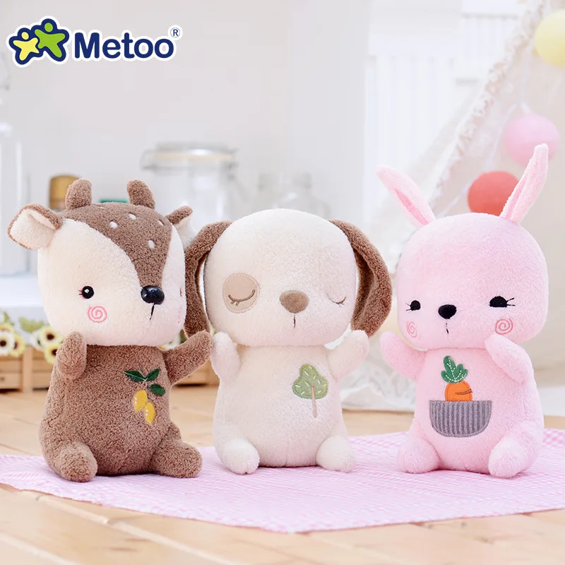Плюшевые игрушки Metoo в виде животных из мультфильмов для маленьких девочек и мальчиков, мягкие куклы в виде милого кролика, медведя, собаки, мягкого кролика для новорожденных, подарки на день рождения