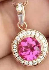 

natural red topaz stone pendant 925 Sterling silver Natural gemstone Pendant Necklace trendy Elegant round women girl jewelry