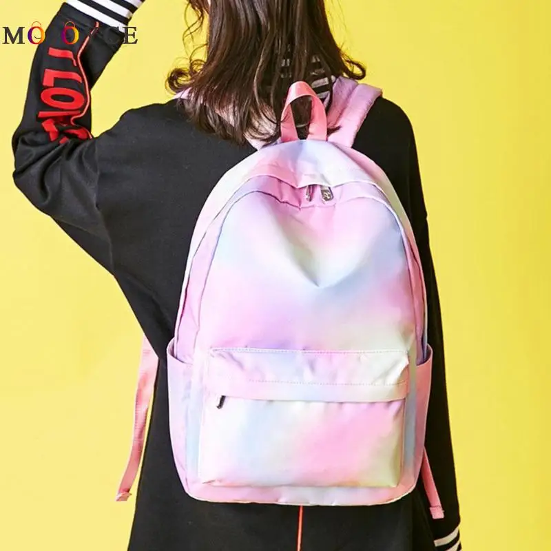 Gradiente de paneles de las mujeres Mochila portátil impermeable de la escuela de niñas Mochila de gran capacidad de viaje Mochila femenina Gradiente de paneles de las mujeres Mochila portátil impermeable de la escuela de niñas Mochila de gran capacidad de viaje Mochila femenina