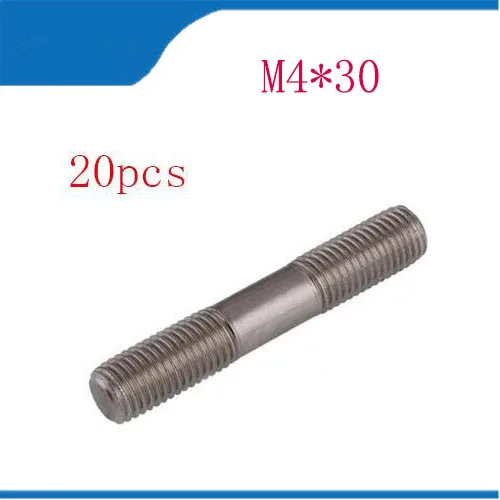 Free shipping 20PCS M4 Stainless Steel Double End Threaded Screw