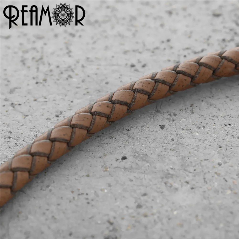 REAMOR 6 мм круглый из натуральной плетеной кожи веревочный шнур для самостоятельного изготовления ювелирных изделий браслет ожерелье Ремесло Ювелирные изделия Аксессуары - Цвет: Brown