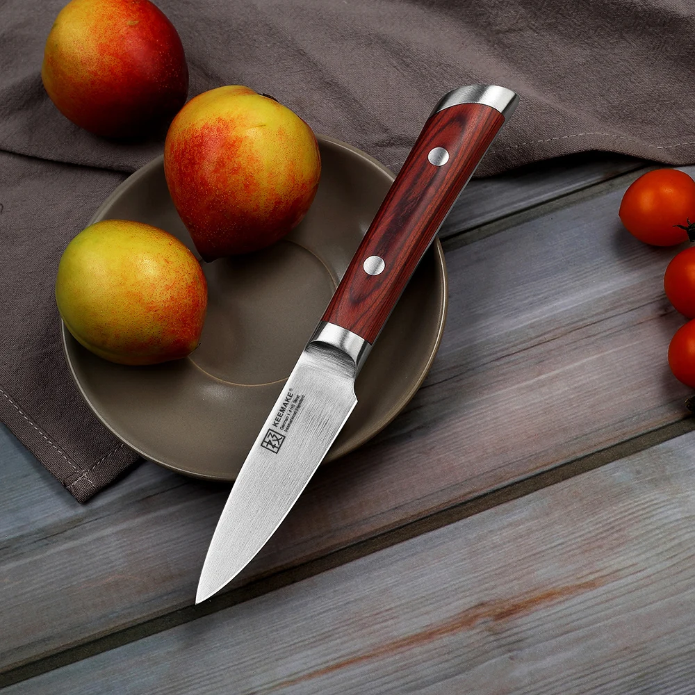 

SUNNECKO 3.5" inch Utility Kitchen Chef Knife German 1.4116 Steel 58HRC Strong Sharp Razor Blade Cutting Tools Color Wood Handle