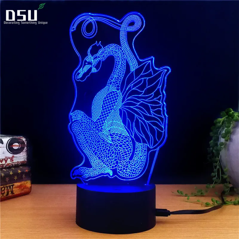 

New Women Snake Head Skull 3D LED USB Lamp Rock Style 7 Colors Changing Flash Atmosphere Night Light Desk Table Decor