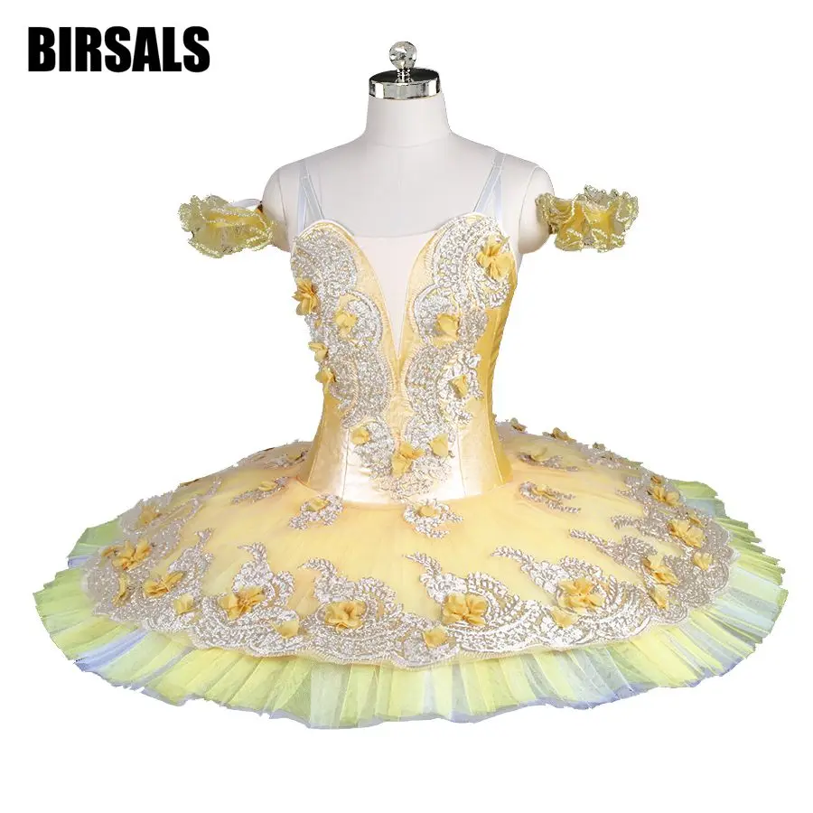 Gold Yellow Flower Fairy Classical Ballet tutu Professional Woman Girls Stage Costumes Canary Fairy Tutu Ballet Dance BT9147