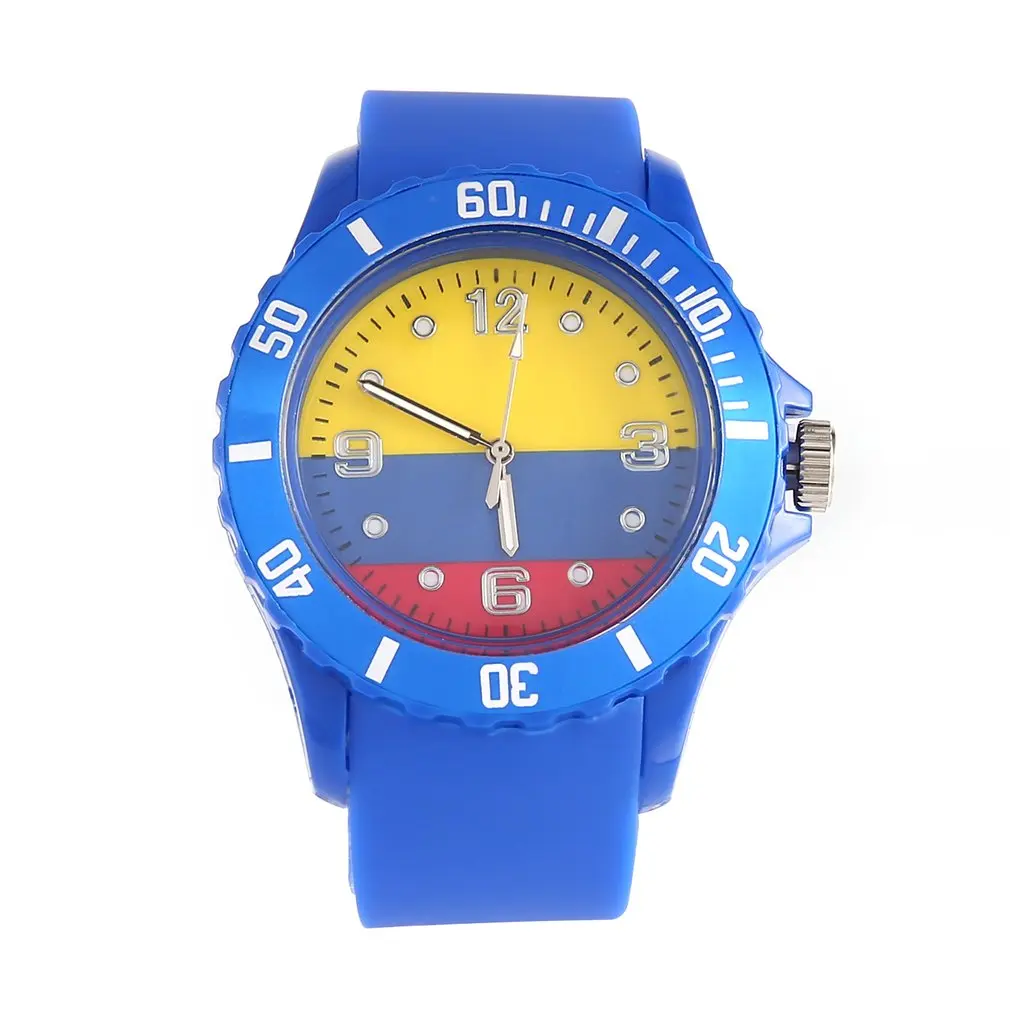 

Adjustable Unisex Colombian Flag Pattern Silicone Quartz Wristwatch Casual Watch Sports Watches Sports Outdoor Blue Color 2019