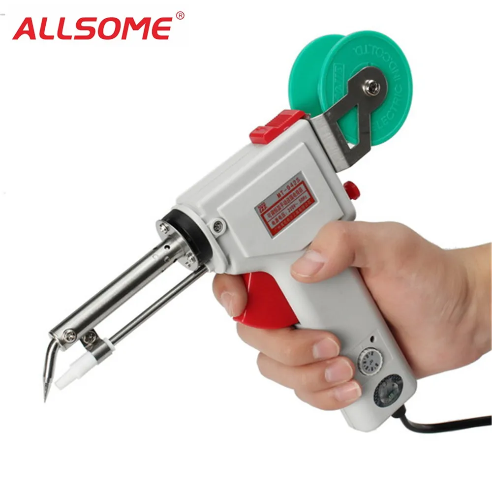 

ALLSOME MT-942C 220V 60W Temperature Adjustable Single Automatic Send Tin Electric Heating Soldering Iron Gun HT1918