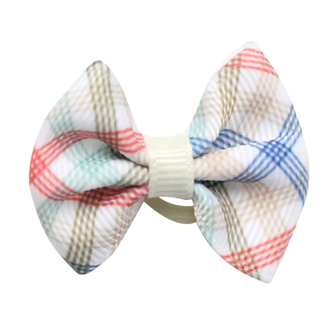 100 Pcs Handmade  Dog Bow  Plaid Ribbon Pattern Dog Grooming  Hair Bow 6029028 Pet Accessories Wholesale