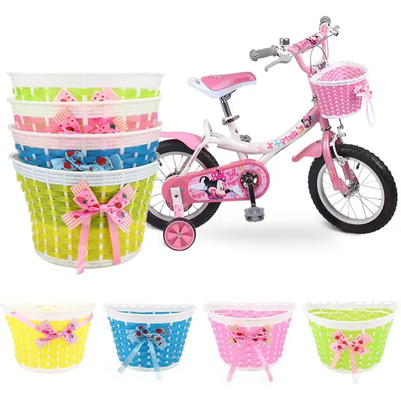 

Outdoor Bicycle Bags Panniers Bowknot Front Basket Bicycle Cycle Shopping Stabilizers Basket For Children Kids Girl