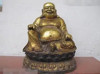 

Chinese Classic Bronze gild Buddhism Happy Laugh Maitreya buddha Statue