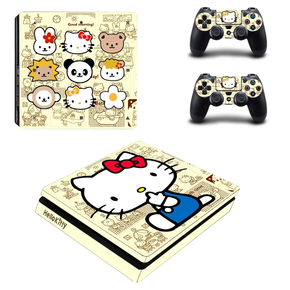 

Hello Kitty Cat PS4 Slim Skin Sticker For Sony PlayStation 4 Console and Controllers For Dualshock 4 PS4 Slim Sticker